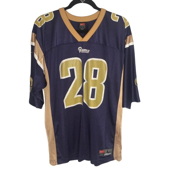St Louis Rams Jersey Mens Large NFL Football Marshall Faulk 28 Nike 2000s - Picture 2 of 15